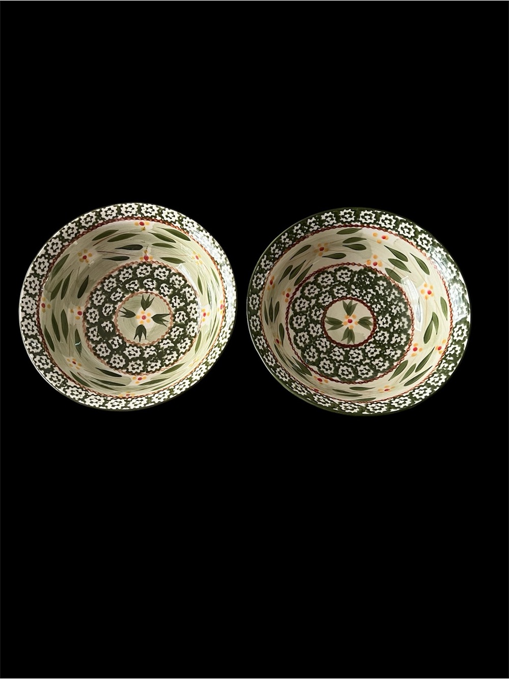 Temptations Old World Green Cereal Soup Bowls - set of 2